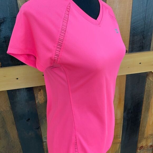 Hind hot pink v neck athletic shirt with mesh inserts, size S - Picture 8 of 8